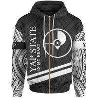 Yap State Zip Hoodie In My Heart Style Polynesian Patterns Unisex Black - Polynesian Pride