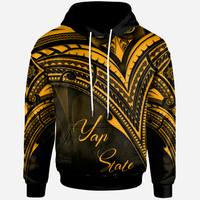 Yap State Hoodie Gold Color Cross Style Unisex Black - Polynesian Pride