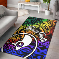 Yap Custom Personalised Area Rug - Rainbow Polynesian Pattern Rainbow - Polynesian Pride