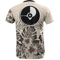 Yap T Shirt Yap Flag Beige Hibiscus - Polynesian Pride