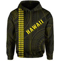 Polynesian Kakau Turtle Ohana Map of Hawaii Hoodie Yellow - Polynesian Pride