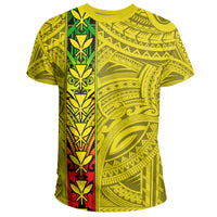 Hawaii Kanaka Flag Polynesian T Shirt Kanaka Maoli Spirit Yellow - Polynesian Pride