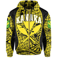 Polynesian Kanaka Maoli Hawaii Zip Hoodie Yellow Gel Style - Polynesian Pride