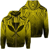 Hawaii Polynesian Kanaka Map Eruption Hoodie Zip Roman Style Yellow Unisex Yellow - Polynesian Pride