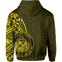 Hawaii Polynesian Zipper Hoodie Yellow Emboss Style - Polynesian Pride