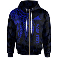 Tokelau Polynesian Custom Zip up Hoodie Polynesian Wings (Blue) Unisex Blue - Polynesian Pride