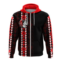 Hawaii Kahuku High Mix Kakau Hoodie LT6 Zip Hoodie Red - Polynesian Pride
