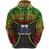 Custom Samoa Zip Hoodie Polynesian Tattoo Seashore Unisex Reggae - Polynesian Pride
