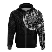 Polynesian Full Sleeve Tattoo Zip up Hoodie Silver Vibes LT7 Unisex Black - Polynesian Pride