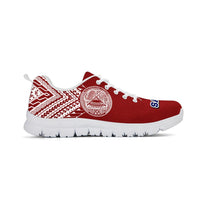 American Samoa Athletic Sneakers - American Samoa Seal Polynesian Tattoo Behind (Red Version) - A0 - Polynesian Pride