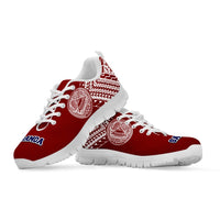 American Samoa Athletic Sneakers - American Samoa Seal Polynesian Tattoo Behind (Red Version) - A0 - Polynesian Pride