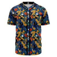Tropical Buttterfly And Flower Baseball Jersey Black - Polynesian Pride