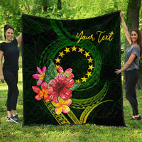 Cook Islands Polynesian Custom Personalised Quilt - Floral With Seal Flag Color - Polynesian Pride