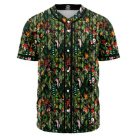 Tropical Flamingo Hibiscus Baseball Jersey Black - Polynesian Pride