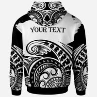 American Samoa Custom Zip Hoodie Ethnic Style With Round Black White Pattern - Polynesian Pride