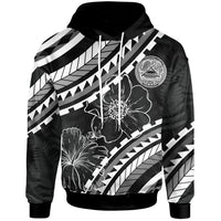 American Samoa Hoodie Palm Leaf Texture Black Unisex Black - Polynesian Pride