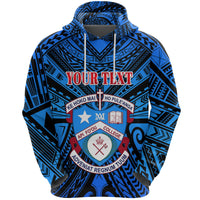 Custom Kolisi Apifoou College Tonga Hoodie Blue - Polynesian Pride