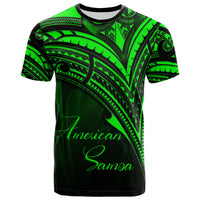 American Samoa T Shirt Green Color Cross Style Unisex Black - Polynesian Pride