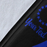 Cook Islands Custom Personalised Premium Blanket - Blue Polynesian Tentacle Tribal Pattern - Polynesian Pride