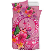 New Caledonia Polynesian Custom Personalised Bedding Set - Floral With Seal Pink - Polynesian Pride