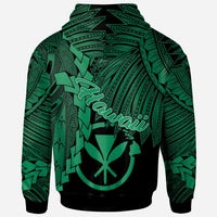 Polynesian Hawaii Custom Hoodie Tribal Wave Tattoo Green - Polynesian Pride