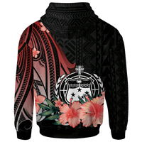 Samoa Custom Zip Hoodie Red Polynesian Hibiscus Pattern Style - Polynesian Pride