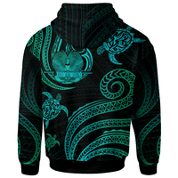 Papua New Guinea Custom Zip Hoodie Polynesian Turtle With Pattern - Polynesian Pride
