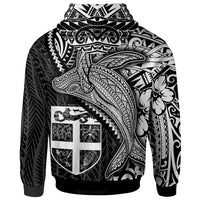 Fiji Coat of Arm Zip up Hoodie Humpback Whale & Coat of Arms White - Polynesian Pride