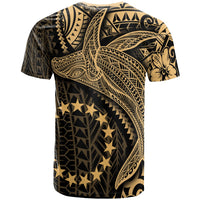 Cook Islands T Shirt Humpback Whale & Coat of Arms Gold - Polynesian Pride