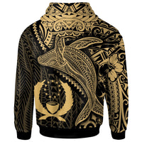 Pohnpei Zip up Hoodie Humpback Whale & Coat of Arms Gold - Polynesian Pride