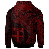 Fiji Zip up Hoodie Humpback Whale & Coat of Arms Red - Polynesian Pride