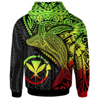 Hawaii Kanaka Maoli Map Zip up Hoodie Humpback Whale & Coat of Arms Reggae - Polynesian Pride