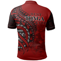 Tonga Polo Shirt Red Color Polynesian Patterns Best Tonga Ever - Polynesian Pride