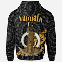 Vanuatu Hoodie Custom Gold Polynesian Patterns With Bamboo - Polynesian Pride