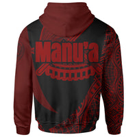 American Samoa Zip Hoodie Manua ofu Polynesian Red Patterns Sport Style - Polynesian Pride