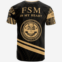 Federated States of Micronesia T Shirt In My Heart Style Gold Polynesian Patterns - Polynesian Pride