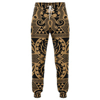 Polynesian Kakau Turtle Gold Joggers Unisex Gold - Polynesian Pride