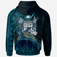 Fiji Zip Hoodie Seal Fiji With Blue Whale - Polynesian Pride