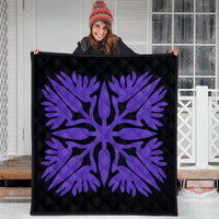 Hawaiian Royal Pattern Premium Quilt - Black And Purple - A3 Style - AH - Polynesian Pride