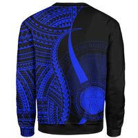 Northern Mariana Islands Custom Personalised Sweatshirt - Blue Polynesian Tentacle Tribal Pattern - Polynesian Pride