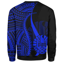 Tahiti Custom Personalised Sweatshirt - Blue Polynesian Tentacle Tribal Pattern - Polynesian Pride