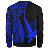 Tokelau Custom Personalised Sweatshirt - Blue Polynesian Tentacle Tribal Pattern - Polynesian Pride