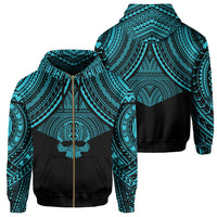 Polynesian Skull Hawaii Zip Hoodie Blue Circle Style Unisex Blue - Polynesian Pride
