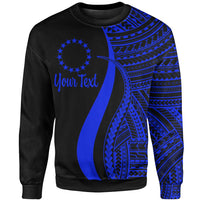 Cook Islands Custom Personalised Sweatshirt - Blue Polynesian Tentacle Tribal Pattern Unisex Blue - Polynesian Pride
