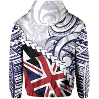 Polynesian Kakau Flag of Hawaii Hoodie Blue - Polynesian Pride