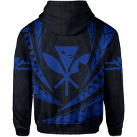 Polynesian Kakau Kanaka Maoli Map Hawaii Zip Hoodie Blue - Polynesian Pride