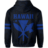 Polynesian King Kanaka Map Seal of Hawaii Hoodie Blue - Polynesian Pride