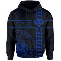Polynesian Kakau Kanaka Seal of Hawaii Hoodie Blue - Polynesian Pride