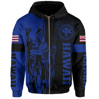 Hawaii King Polynesian Hoodie (Zip up) Lawla Style Blue - Polynesian Pride