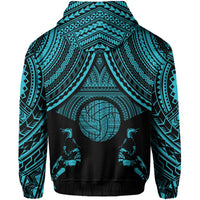 Polynesian Volleyball Hawaii Zip Hoodie Blue - Polynesian Pride